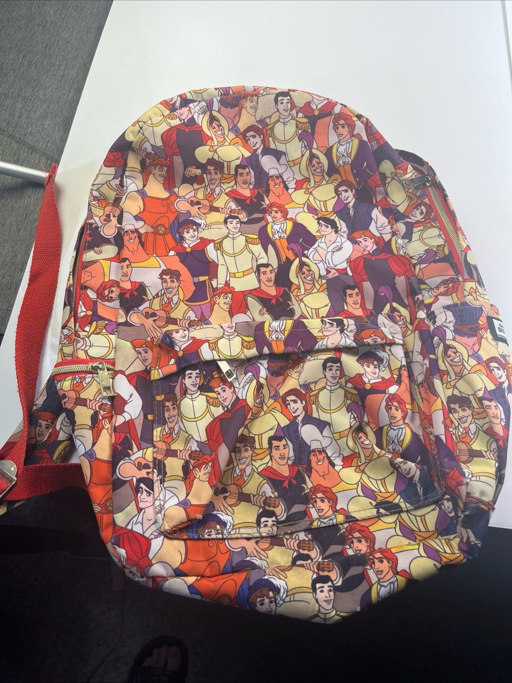 Disney Princes Pattern Red Canvas Backpack - Unbranded